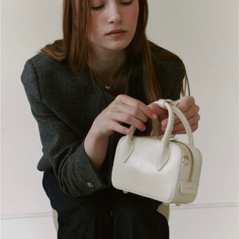 DEMERIEL - Bowling Leather Bag Small Cream